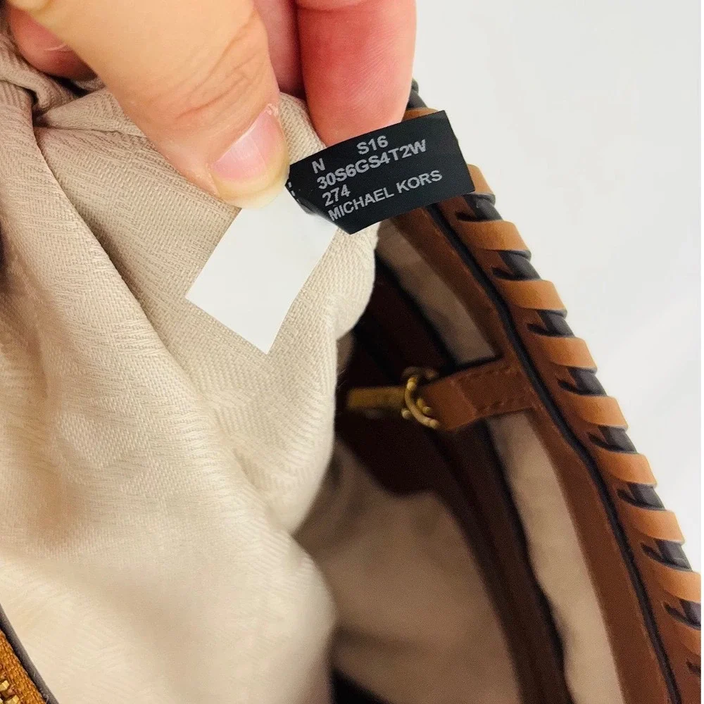 Michael Kors Straw Rattan Brown Leather Gold Chain Summer Bag Purse